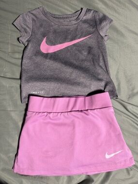 Nike Girls Gray Tee with Pink Skort